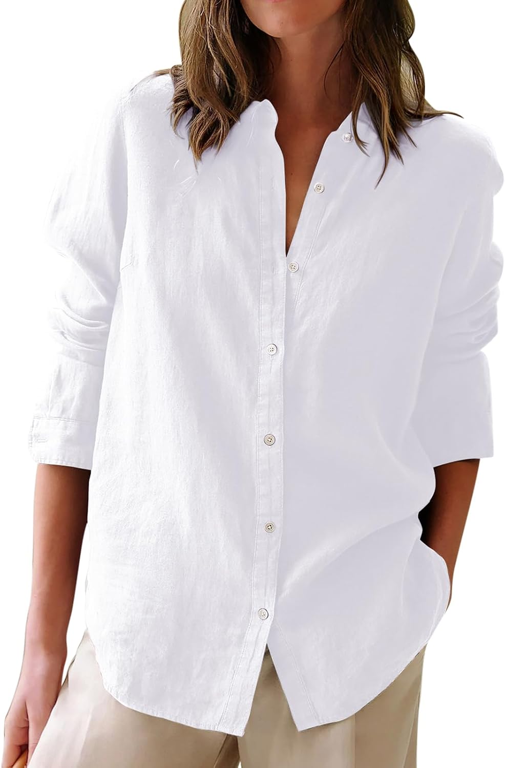 A crisp white or ecru cotton-poplin shirt
