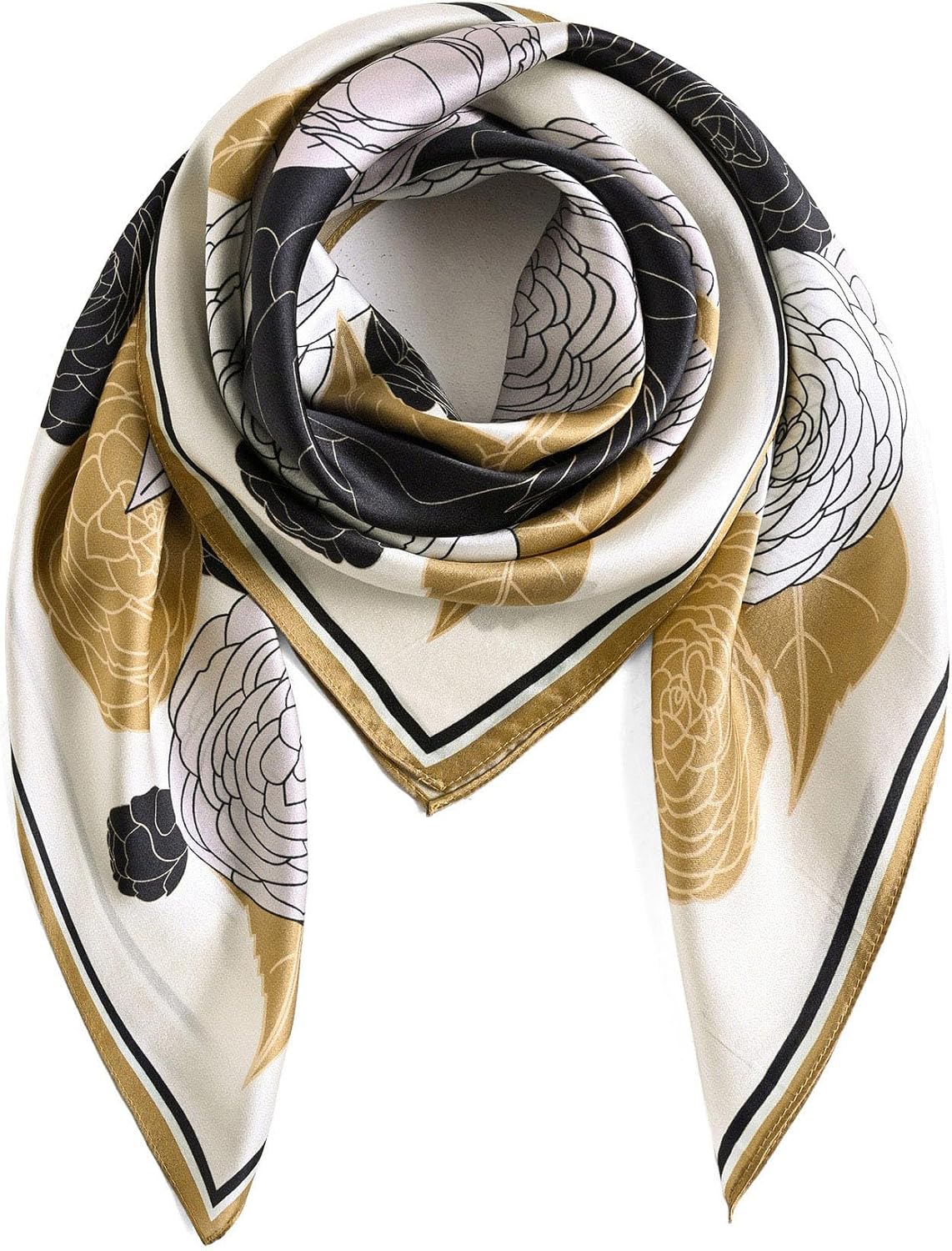 A silk or silk-look scarf in a solid or subtle print